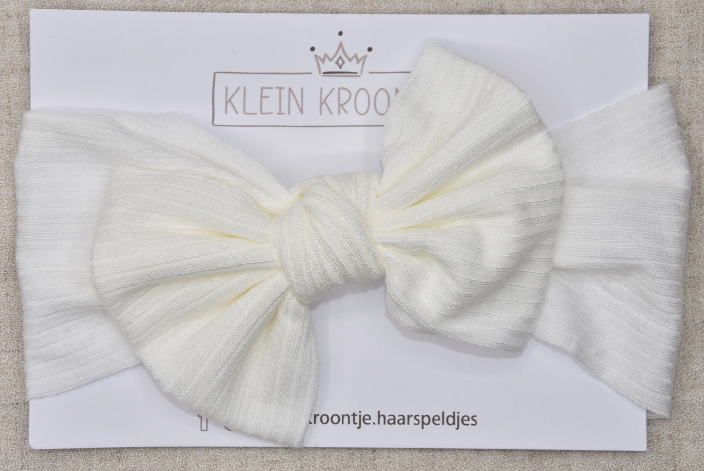 Haarband rib met strik - Wit