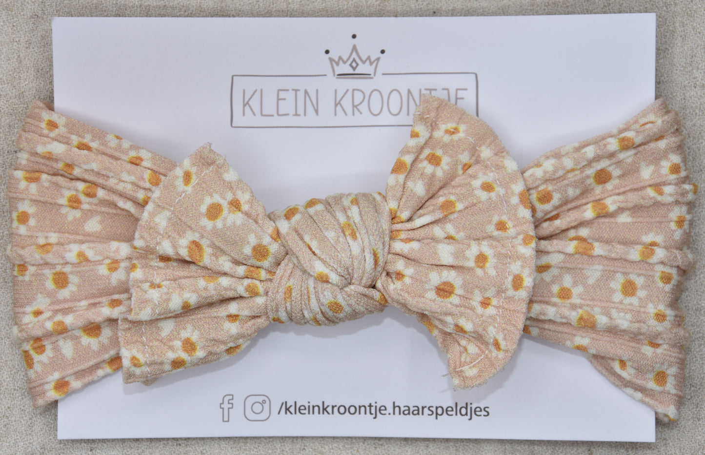 Haarband met strik - Beige Flower