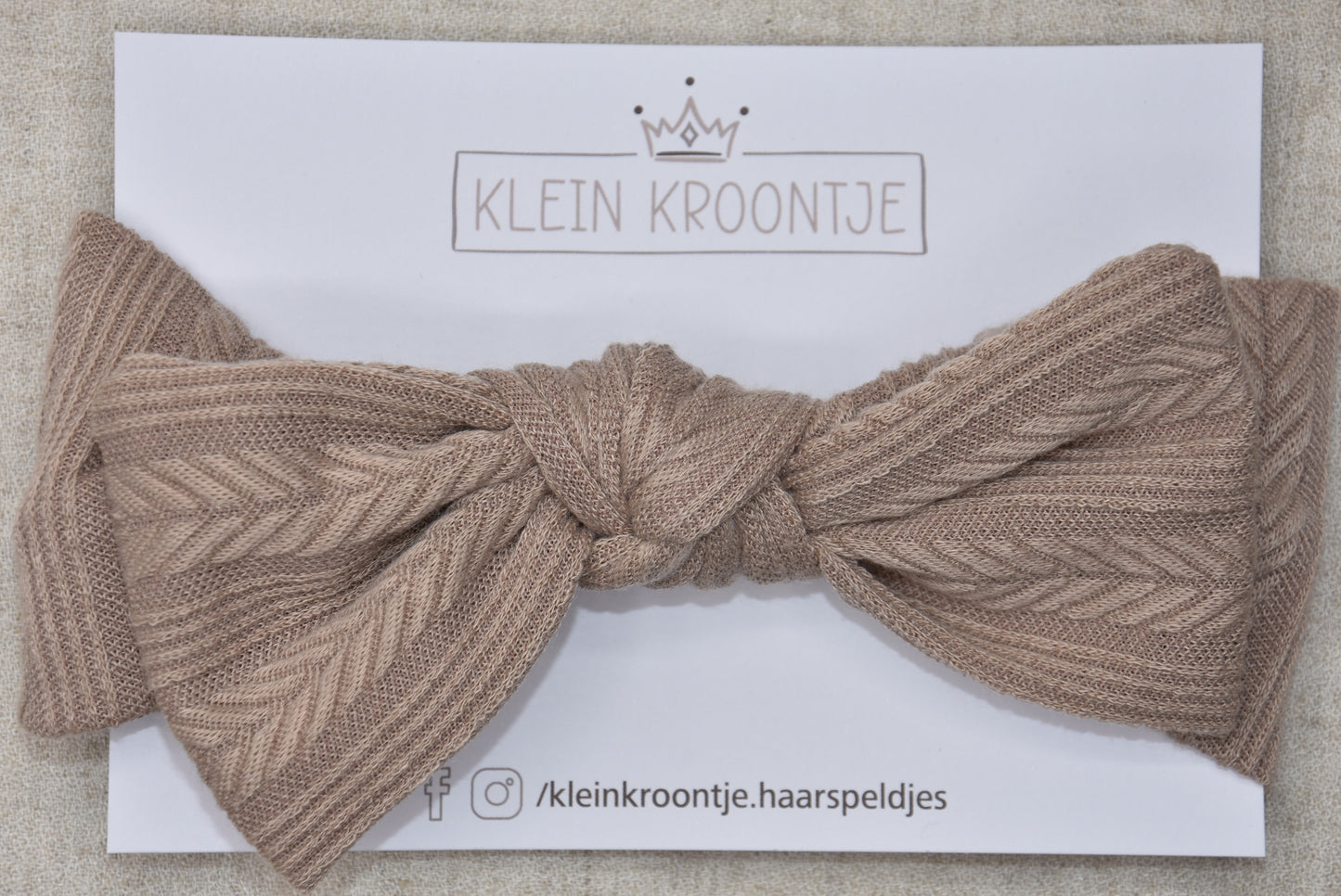 Haarband strik met motief - Oud roze