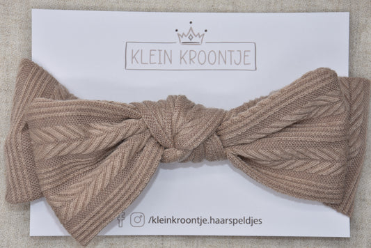 Haarband strik met motief - Oud roze