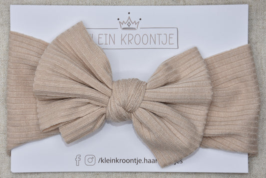 Haarband rib met strik - Sand