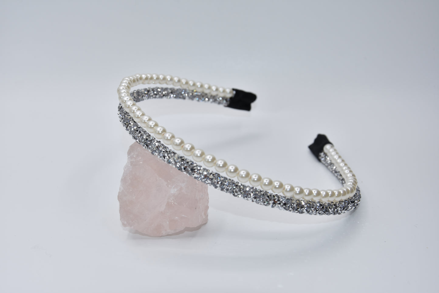 Diadeem - Parel en Glitter zilver