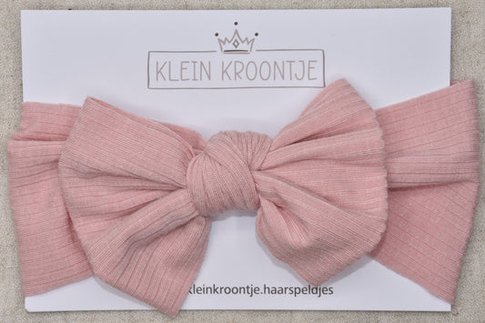 Haarband rib met strik - Roze