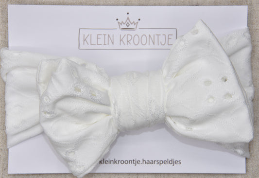 Haarband broderie - Wit