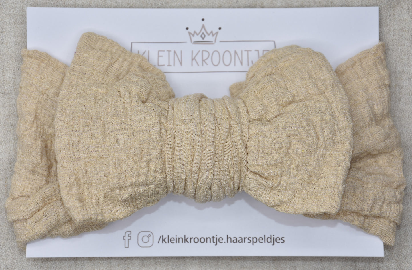 Haarband strik groot - Sand