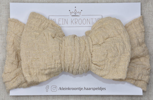 Haarband strik groot - Sand