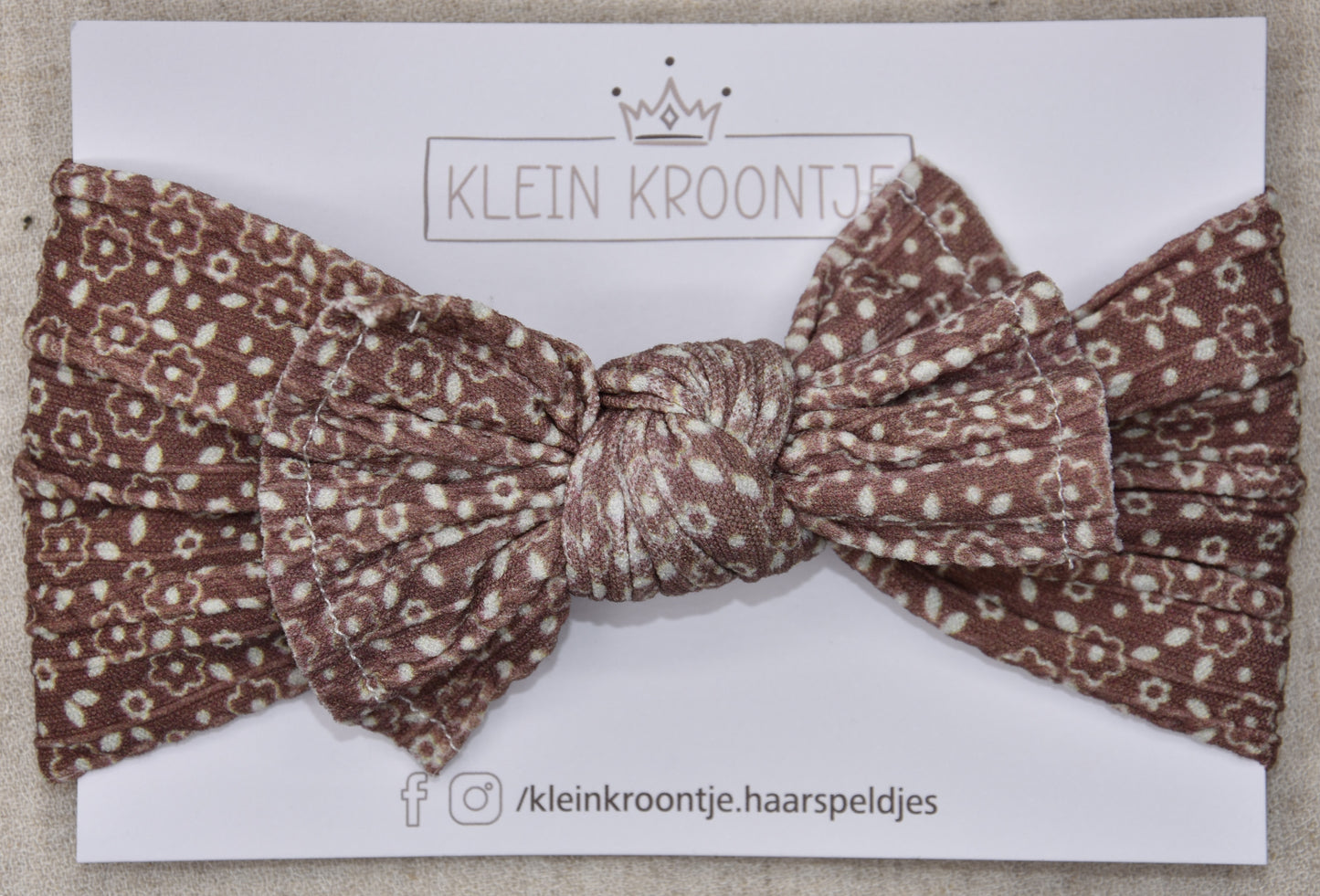 Haarband met strik - Bordeaux bloemen