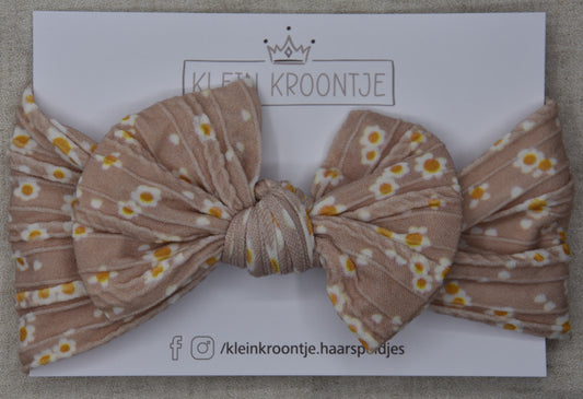 Haarband met strik - Roze bloemen