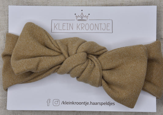 Haarband Fleece met strik - Beige