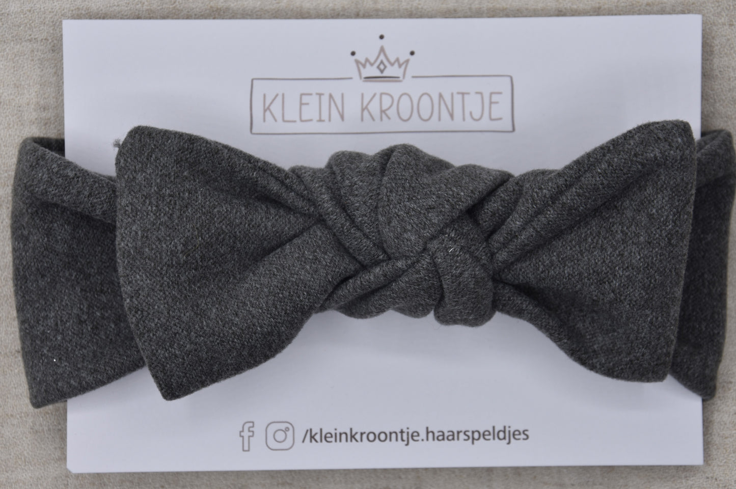 Haarband fleece met strik - Grijs