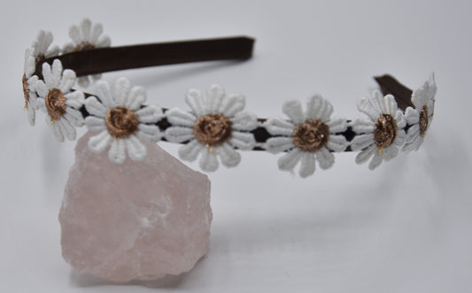 Diadeem - Bruin met bloemen