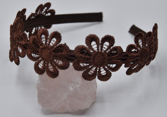 Diadeem - Bruin met grote bloemen